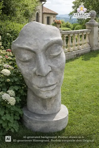 Product image of the product “Aras - Face looking to the right, 90 cm H | cast stone ”